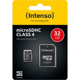 Intenso 3403480 hukommelseskort 32 GB MicroSDHC Klasse 4 32 GB, MicroSDHC, Klasse 4, 20 MB/s, 5 MB/s, Stødresistent, Temperaturbestandigt, Røntgenbestandig