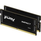 Kingston FURY FURY 64 GB 5600 MT/s DDR5 CL40 SODIMM (sæt med 2) Impact PnP, Hukommelse Sort, 64 GB, 2 x 32 GB, DDR5, 262-pin SO-DIMM