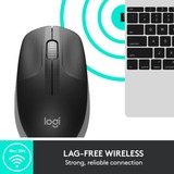 Logitech M190 mus Ambidextrous RF trådløst Optisk 1000 dpi Sort/grå, Ambidextrous, Optisk, RF trådløst, 1000 dpi, Sort, Grå