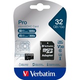 Verbatim Pro 32 GB MicroSDHC UHS Klasse 10, Hukommelseskort 32 GB, MicroSDHC, Klasse 10, UHS, 90 MB/s, 45 MB/s