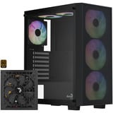 Aerocool B509A Flow-G-BK-v1, med strømforsyning Aero 650, Towerkabinet Sort