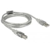 DeLOCK 83894 USB-kabel 2 m USB 2.0 USB A USB B Transparent gennemsigtig, 2 m, USB A, USB B, USB 2.0, Hanstik/Hanstik, Transparent