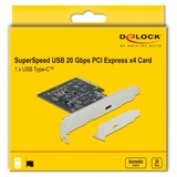 DeLOCK 89036 interface-kort/adapter Intern PCIe, USB 3.2 Gen 2 (3.1 Gen 2), USB-controlleren PCIe, PCIe, USB 3.2 Gen 2 (3.1 Gen 2), Lavprofil, PCIe 3.0, Rustfrit stål, PC