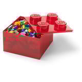 Room Copenhagen LEGO Storage Brick 4 Top Lid Glitter, Opbevaringsboks Rød/gennemsigtig