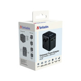 Verbatim 49544 strømstik adapter Universel Sort, Rejse stikkontakt Sort, Universel, Universel, Type A, Type B, Type C (eurostik), Type E (FR), Type F, Type G (UK), Type I (AU), Type J (CH),..., Type A, Type B, Type C, Type D (UK), Type E (FR), Type F, Type G (UK), Type H (IL), Type I (AU),..., 100 - 250 V, 50 - 60 Hz