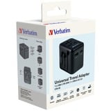 Verbatim 49544 strømstik adapter Universel Sort, Rejse stikkontakt Sort, Universel, Universel, Type A, Type B, Type C (eurostik), Type E (FR), Type F, Type G (UK), Type I (AU), Type J (CH),..., Type A, Type B, Type C, Type D (UK), Type E (FR), Type F, Type G (UK), Type H (IL), Type I (AU),..., 100 - 250 V, 50 - 60 Hz