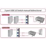 DeLOCK 2-port USB 3.0 omskifter, USB-switcher grå/Sort