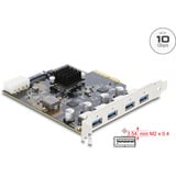 DeLOCK PCI-E x4 kort til 4 x USB-A 10 Gbps Dobbelt Kanal, Interface card 