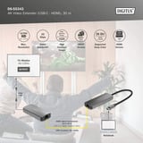 Digitus 4K video extender USB-C > HDMI, 30 meter, HDMI-udvidelse forlænger Sort