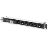 Digitus DN-95417 strømforsyningsenhed (PDU) 6 AC stikkontakt(er) 0U/1U Sort, Sølv, Strømskinne Sort/aluminium, Basis, 0U/1U, Aluminium, Plast, Sort, Sølv, 6 AC stikkontakt(er), Type F