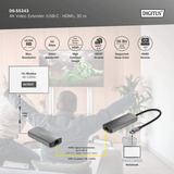 Digitus DS-55343, HDMI-udvidelse forlænger Sort