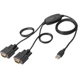 Digitus USB 2.0 - 2x RS-232 serielkabel Sort 1,5 m USB Type-A DB-9 Sort, Sort, 1,5 m, USB Type-A, DB-9, Hanstik, Hanstik