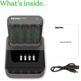 GP Batteries USB batterioplader RECYKO PRO P461, 4 opladningspladser, inkl. dockingstation D461 grå