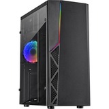 Inter-Tech B-02 RGB Tower Sort, Towerkabinet Sort, Tower, PC, Sort, ATX, micro ATX, Akryl, Blå, Grøn, Rød