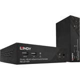 Lindy Dual Head HDMI, Cat.6, USB & RS232 Extender, KVM-switchen Sort