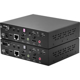 Lindy Dual Head HDMI, Cat.6, USB & RS232 Extender, KVM-switchen Sort