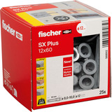 fischer Expansionspløk SX Plus 12x60, Dyvel Lys grå