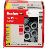 fischer Expansionspløk SX Plus 12x60, Dyvel Lys grå