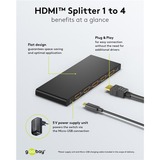 goobay HDMI-splitter 1 til 4 (4K @ 60Hz), HDMI splitter Sort