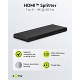 goobay HDMI-splitter 1 til 4 (4K @ 60Hz), HDMI splitter Sort