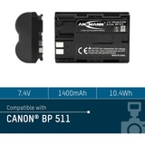 Ansmann Li-Ion battery packs A-CAN BP 511 Lithium-Ion (Li-Ion) 1400 mAh, Kamera batteri 1400 mAh, 7,4 V, Lithium-Ion (Li-Ion), Detail