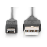Digitus USB 2.0 tilslutningskabel USB-A (stik) > Mini-USB (stik) Sort