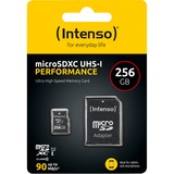 Intenso microSD 256GB UHS-I Perf CL10| Performance Klasse 10, Hukommelseskort Sort, 256 GB, MicroSD, Klasse 10, UHS-I, 90 MB/s, Class 1 (U1)