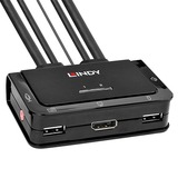 Lindy 42344 KVM Switch Stativ-montering Sort, KVM-switchen Sort, 4096 x 2160 pixel, 4K Ultra HD, Stativ-montering, Sort