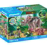 PLAYMOBIL Dinos Triceratops med unger, Bygge legetøj 
