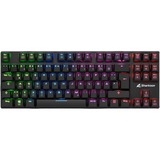 Sharkoon PureWriter TKL RGB tastatur USB Tysk Sort, Gaming-tastatur Sort, DE-layout, Kailh Choc Low Profile Blue, Mini, Ledningsført, USB, Mekanisk, RGB LED, Sort