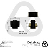 Thermal Grizzly DeltaMate Fitting ST16, Forbindelse Sort