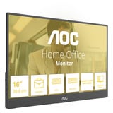 AOC 16T20E2, LED-skærm Sort
