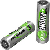 Ansmann Blister 2 X DECT Accu, AA, 800mAh Nikkel-Metalhydrid (NiMH) 800mAh 1.2V genopladeligt batteri Sølv, AA, 800mAh, 800 mAh, Nikkel-Metalhydrid (NiMH), 1,2 V, Sort