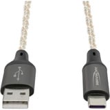 Ansmann USB-A til USB Type-C kabel Sort/gennemsigtig