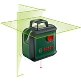 Bosch Advanced Level 360 Linjeniveau 24 m 500-540 nm (< 10mW), Kryds- & linjelaser Grøn/Sort, 24 m, 0,4 mm/m, 4°, 4 sek./side, Horisontal/vertikal, Grøn
