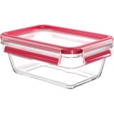 Emsa CLIP & CLOSE N10408 Rektangulær Kasse 0,85 L Transparent 1 stk, Boks gennemsigtig/Rød, Kasse, Rektangulær, 0,85 L, Transparent, Glas, 420 °C