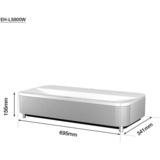 Epson EH-LS800W Ultrakort projektor med kort projiceringsafstand 4000 ANSI lumens 3LCD 4K+ (5120x3200) Hvid, Laser projektor Hvid, 4000 ANSI lumens, 3LCD, 4K+ (5120x3200), 2500000:1, 16:9, 2032 - 3810 mm (80 - 150")