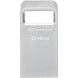 Kingston DataTraveler 64 GB Micro 200MB/s Metal USB 3.2 Gen 1, USB-stik Sølv, 64 GB, USB Type-A, 3.2 Gen 1 (3.1 Gen 1), 200 MB/s, Uden hætte, Sølv