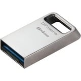 Kingston DataTraveler 64 GB Micro 200MB/s Metal USB 3.2 Gen 1, USB-stik Sølv, 64 GB, USB Type-A, 3.2 Gen 1 (3.1 Gen 1), 200 MB/s, Uden hætte, Sølv