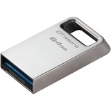 Kingston DataTraveler Micro USB-nøgle 64 GB USB Type-A 3.2 Gen 1 (3.1 Gen 1) Sølv, USB-stik Sølv, 64 GB, USB Type-A, 3.2 Gen 1 (3.1 Gen 1), 200 MB/s, Uden hætte, Sølv