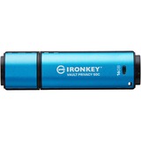 Kingston IronKey Vault Privacy 50 16 GB, USB-stik Lyseblå/Sort
