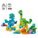 LEGO DUPLO 3-i-1-dinosaurer på hjul, Bygge legetøj Byggesæt, 3 År, Plast, 108 stk, 1,77 kg