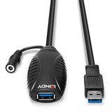 Lindy 43156 USB-kabel 10 m USB 3.2 Gen 1 (3.1 Gen 1) USB A Sort, Forlængerledning Sort, 10 m, USB A, USB A, USB 3.2 Gen 1 (3.1 Gen 1), 5000 Mbit/s, Sort