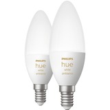 Philips Hue Kerte - E14 pærer - 2-pak, LED-lampe Philips Hue White ambiance Kerte - E14 pærer - 2-pak, Smart pære, Hvid, Bluetooth/Zigbee, Integreret LED, E14, Cool dagslys, Varm hvid