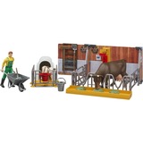 bruder bworld ko- og kalvestald med landmand, Baggrund multi-coloured