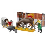 bruder bworld ko- og kalvestald med landmand, Baggrund multi-coloured