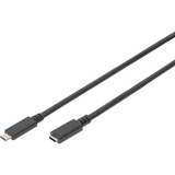 Digitus USB 2.0 forlængerledning, USB-C stik > USB-C hunstik Sort