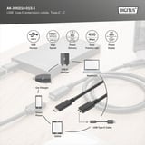 Digitus USB 2.0 forlængerledning, USB-C stik > USB-C hunstik Sort