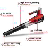 EINHELL Professionel batteridrevet løvblæser GP-LB 18/200 LI, 18 Volt Rød/Sort