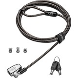 Kensington ClickSafe 2.0 3-i-1-nøglelås til bærbar computer (Single Keyed), Slot Sort, 1,8 m, Kensington, Nøgle, Kulstofstål, Sort